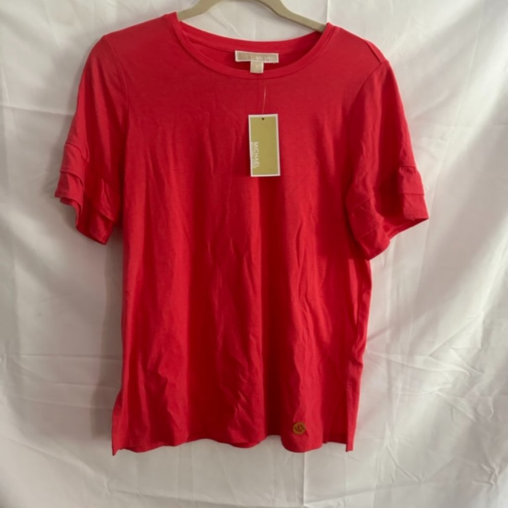 Michael Kors Coral Ruffle Sleeve T-Shirt Size S